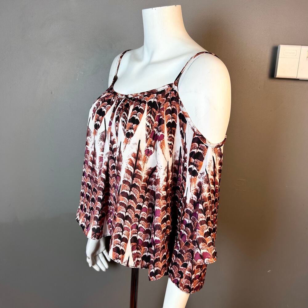 Show Me Your Mumu top small feather print off shoulder festival boho - Picture 5 of 9